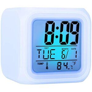 Kids Digital Alarm Clock 7 Color Night Light Snooze LED Wake Up Clock for Room